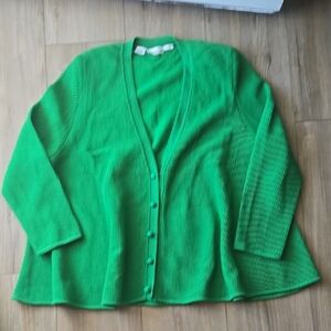 Vintage Anne Klein 100% Wool Button Down A-line Cardigan Sweater